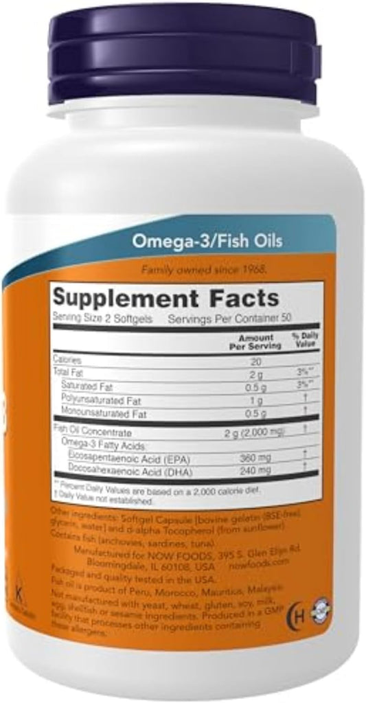 Omega3, Molecularly Distilled, 100 Softgels, Now Supplements