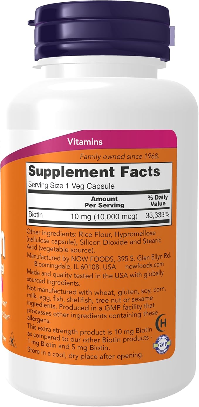 Now Foods Biotin 10,000Mcg Extra Strength Vcaps 120'S New