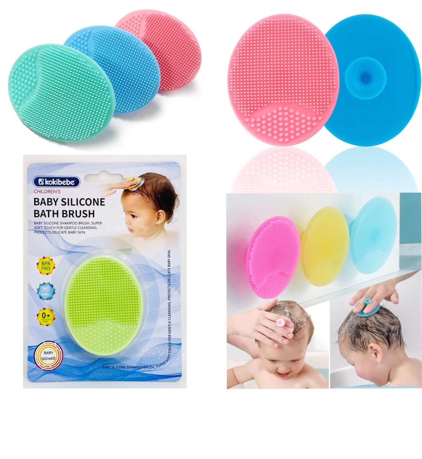 Baby Silicone Bath Brush 3pcs (JR-6055)