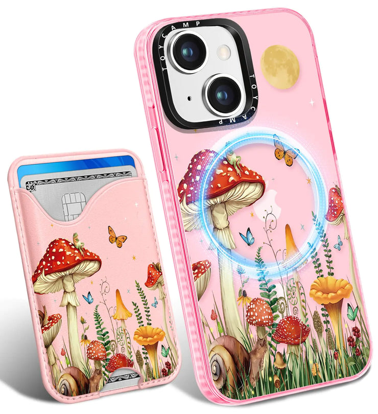 Toycamp for iPhone 15 Pro Case - Compatible with Magsafe Credit Card Holder Wallet Magnetic Cute Women Teen Girls Kawaii Girly Unique Animal Design Phone Cover for Apple 15 Pro 6.1"