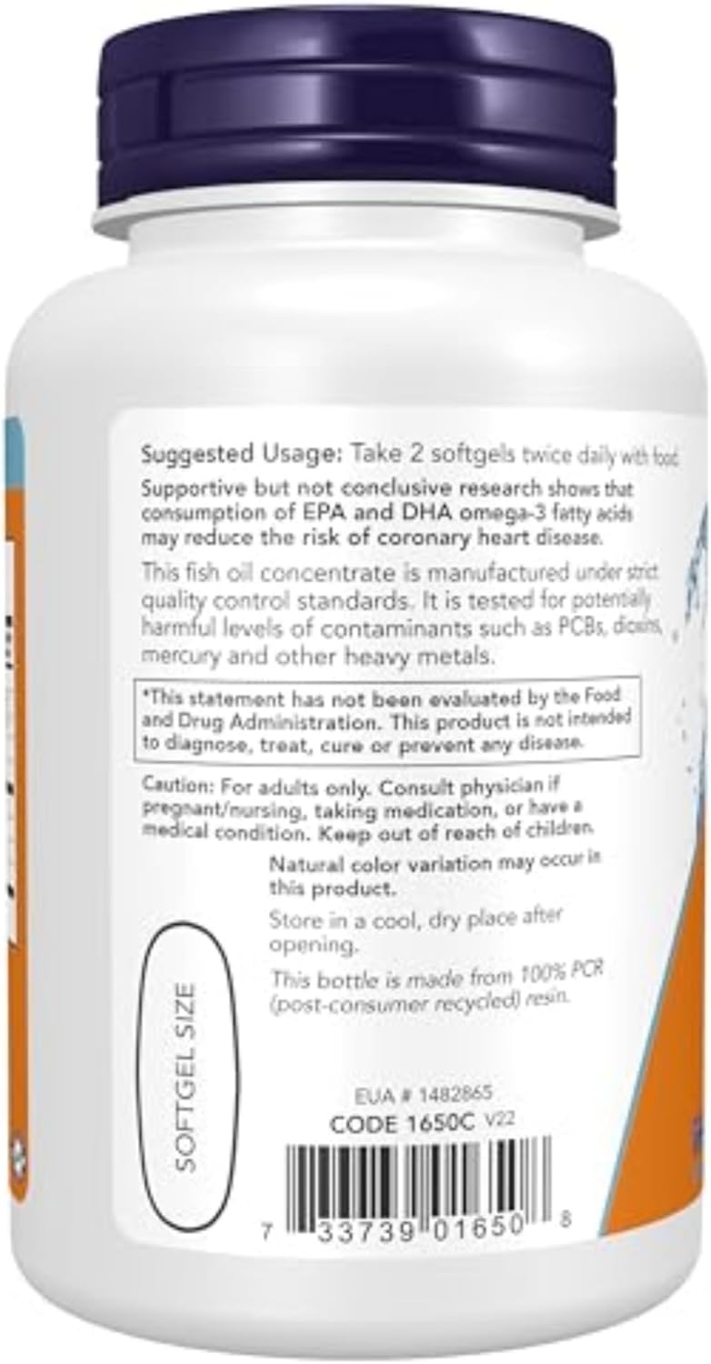 Omega3, Molecularly Distilled, 100 Softgels, Now Supplements