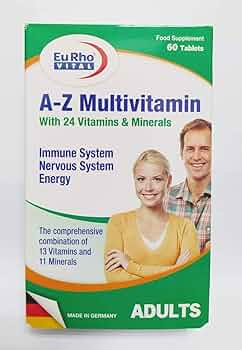 EuRho Vital A-Z Multivitamins With 24 Vitamins & Minerals For Adults - 60 Tabs