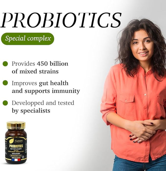 Probiotics Special Complex - Dietary Supplement Supporting Gut Health & Immunity - 4 Strains & 450 Billion - Sugar & Gluten-Free - Made in France - 100 Vegetable Caps.