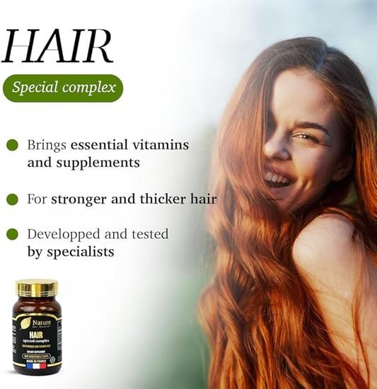 Hair Special Complex - Dietary Supplement for Stronger & Thicker Hair - Keratin, Vitamins & Minerals - Sugar & Gluten-Free - Made in France - 100 Vegetable Caps
