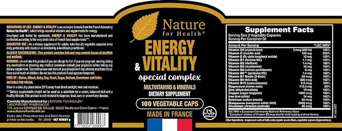 Energy & Vitality Special Complex - Dietary Supplement Reducing Tiredness - Multivitamins & Minerals - Sugar & Gluten-Free - 100 Veg caps