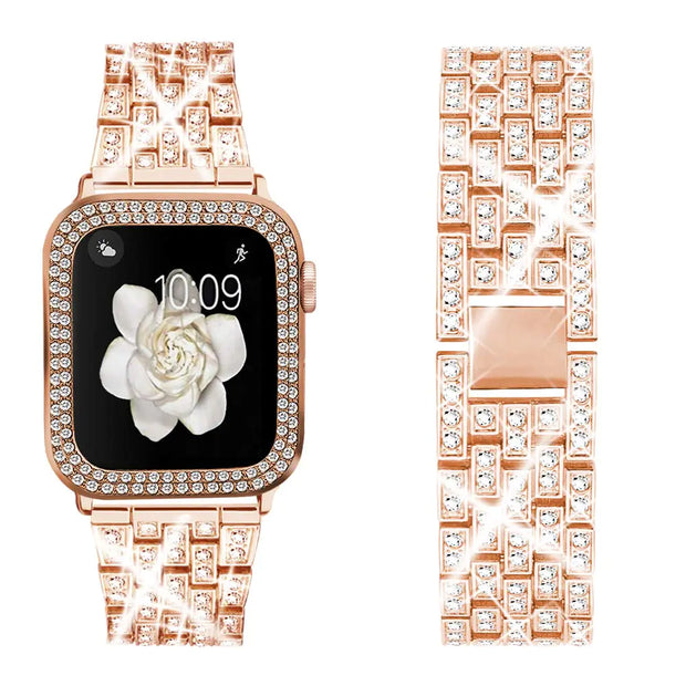 Compatible for Apple Watch Ultra Band 49mm 46mm 45mm 41mm 38mm 40mm 42mm 44mm with 2 Pack Bling Crystal Diamonds Case Cover, iwatch SE Series Ultra 2 10/9/8/7/6/5/4/3/2/1 Bands for Women