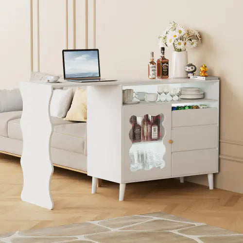 Wooden Buffet Locker With Drawers And Shelves