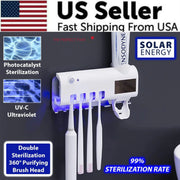 UV Light Sterilizer Toothbrush Holder Cleaner & Automatic Toothpaste Dispenser