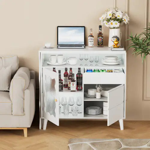 Wooden Buffet Locker With Drawers And Shelves