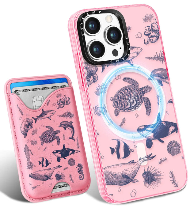 Toycamp for iPhone 15 Pro Case - Compatible with Magsafe Credit Card Holder Wallet Magnetic Cute Women Teen Girls Kawaii Girly Unique Animal Design Phone Cover for Apple 15 Pro 6.1"