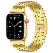 JR.DM Honeycomb Bands Compatible with Apple Watch 38mm 40mm 41mm 42mm 44mm 45mm 46mm for Women, Dressy Gold Silver Luxury Designer Metal Strap Replacement for iWatch Series 10/9/8/7/SE/6/5/4/3/2/1