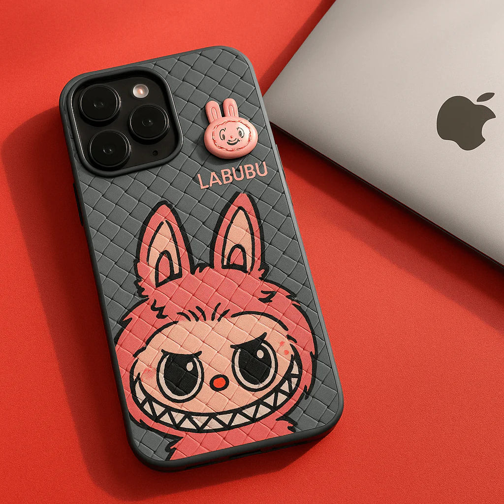 Labubu - 3D Bunny Woven‑Texture Protective iPhone 15 pro max Case