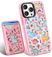 Toycamp for iPhone 15 Pro Case - Compatible with Magsafe Credit Card Holder Wallet Magnetic Cute Women Teen Girls Kawaii Girly Unique Animal Design Phone Cover for Apple 15 Pro 6.1"