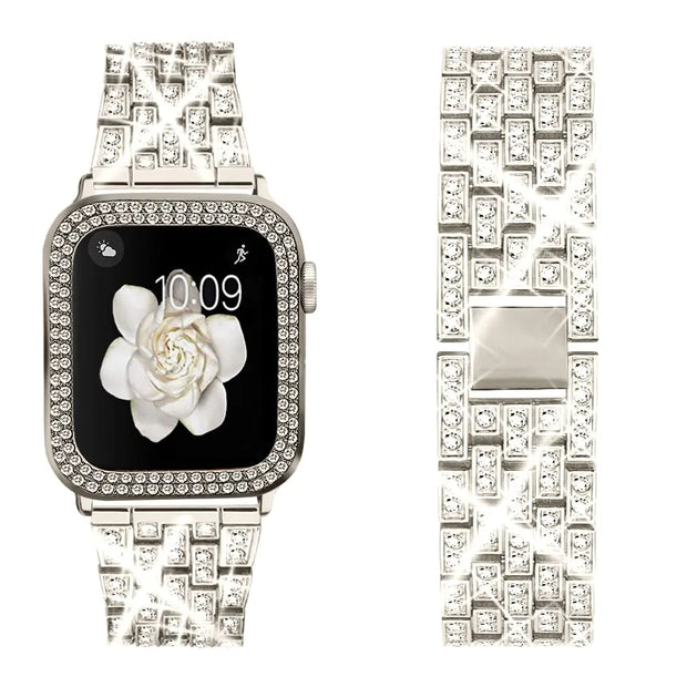 Compatible for Apple Watch Ultra Band 49mm 46mm 45mm 41mm 38mm 40mm 42mm 44mm with 2 Pack Bling Crystal Diamonds Case Cover, iwatch SE Series Ultra 2 10/9/8/7/6/5/4/3/2/1 Bands for Women